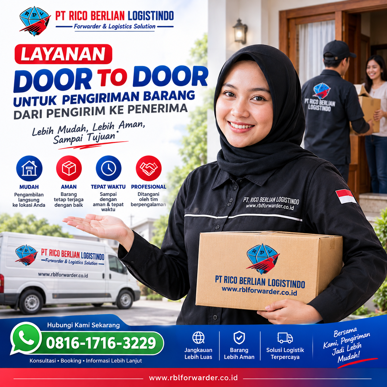 Layanan door to door untuk pengiriman barang dari pengirim ke penerima